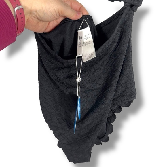 Cupshe Black Knotted Scalloped Cut Out One Piece Swimsuit, Black, Size Medium - Picture 11 of 14